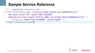Sample Service Reference




21   Copyright © 2012, Oracle and/or its affiliates. All rights reserved.
 