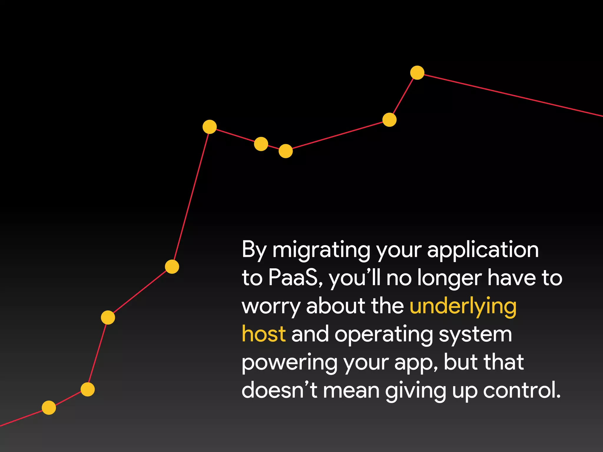 By migrating your application
to PaaS, you’ll no longer have to
worry about the underlying
host and operating system
powering your app, but that
doesn’t mean giving up control.
 
