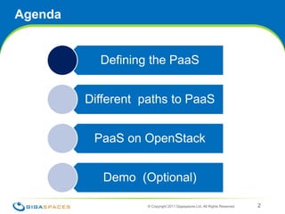 Agenda® Copyright 2011 Gigaspaces Ltd. All Rights Reserved 2