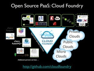 Open Source PaaS: Cloud Foundry




     http://github.com/cloudfoundry
 
