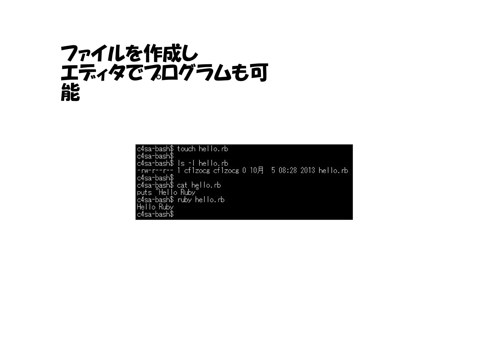 ファイルを作成し
エディタでプログラムも可
能
 