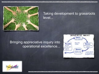 Taking development to grassroots
                      level...




Bringing appreciative inquiry into
        operational excellence...
 