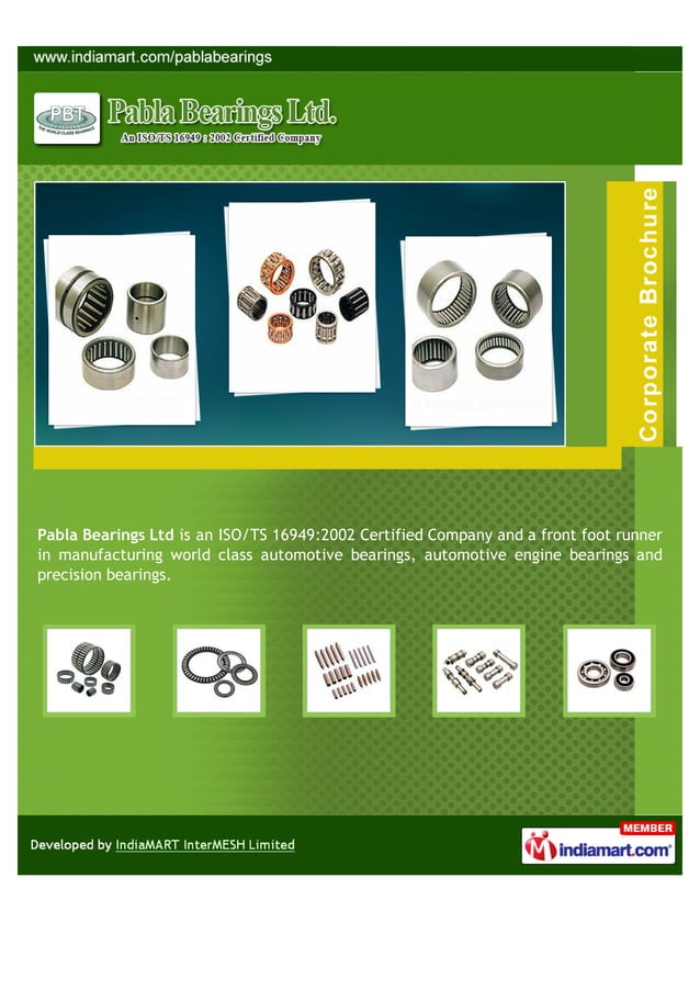 Pabla Bearings Limited, Ludhiana, Bearings K, KZK, KBK PDF