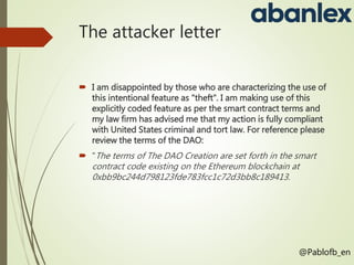 The attacker letter
 I am disappointed by those who are characterizing the use of
this intentional feature as "theft". I ...