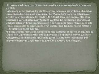 Comienza a destacar tras presentar  su cuadro Primera Comunión (1896) en la III Exposición de Bellas Artes e Industrias Artísticas, probando un año después en Madrid con Ciencia y Caridad (1897), gracias al cual recibe una mención honorífica.Primera ComuniónCiencia y Caridad