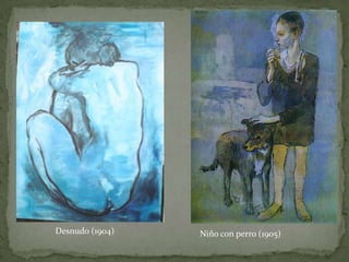 El nombre de “Época Azul”, proviene del crítico Pierre Daix, quien dijo que  Picasso comenzó a pintar en azul.La Época Azul-Biografía.En el año 1901,  su amigo Casagemas, se suicida por un desengaño amoroso. Esto afectará profundamente a Picasso, conduciéndolo a crear lo que será su primer estilo personal: La Época Azul.
