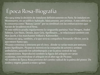 Otras influencias de esta etapa fueron los simbolistas franceses (Verlaine, Baudelaire, Rimbaud…); el poeta Max Jacob, y el expresionismo alemán.Se percibe influencia de Van Gogh en los trazos de la vela.Casagemas muerto. (1901)