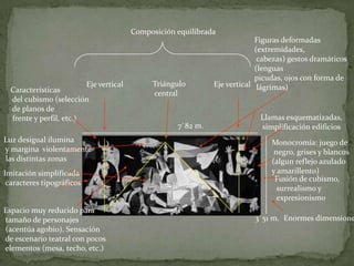Alteración de los colores tradicionales, con un predominio de los colores ocres.