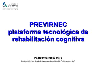 PREVIRNEC plataforma tecnológica de rehabilitación cognitiva Pablo Rodríguez Rajo Institut Universitari de Neurorehabilitació Guttmann-UAB 