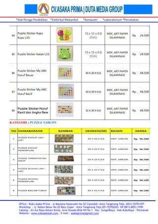 Alat Peraga Mainan Edukatif PAUD 2023 /2024 - Siplah Asaka Store