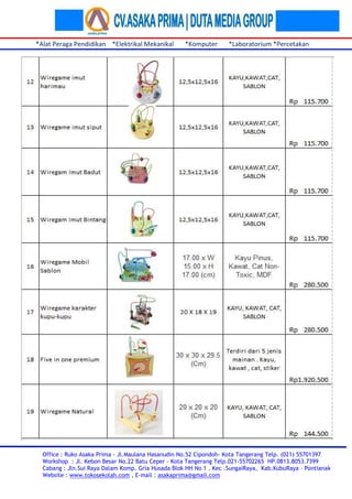 Alat Peraga Mainan Edukatif PAUD 2023 /2024 - Siplah Asaka Store