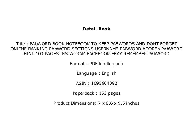 Download P D F Pabword Book Notebook To Keep Pabwords And Dont
