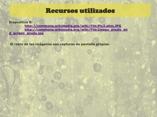 5. TranscodificaciónSegún Manovich es la consecuencia más importante de la informatización de los medios.Los medios constan de dos capas diferentes: la “capa cultural” y la “capa informática”. Ambas capas se influyen mutuamente; se integran en una composición cuyo resultado es una nueva cultura del ordenador.“Transcodificar” es traducir algo a otro formato.Los nuevos medios son un determinado tipo de datos informáticos, cuya cualidad más fundamental es la programabilidad.Requieren de una nueva etapa en la teoría de los medios. A partir de los estudios mediáticos nos trasladamos a lo que puede llamarse “estudios del software”. El principio de transcodificación es un modo de empezar a pensar en una teoría del software.Ejemplo:Una página web y su código fuente.