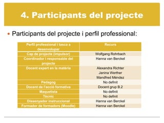 4. Participants del projecteParticipants del projecte i perfil professional:
