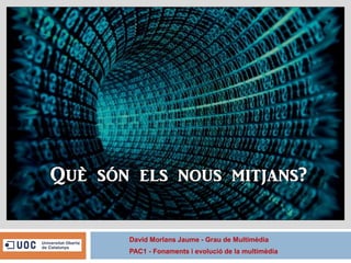 David Morlans Jaume - Grau de Multimèdia
PAC1 - Fonaments i evolució de la multimèdia
 