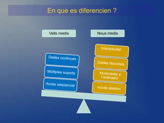 En que es diferencien ?


Vells medis     Nous medis
 