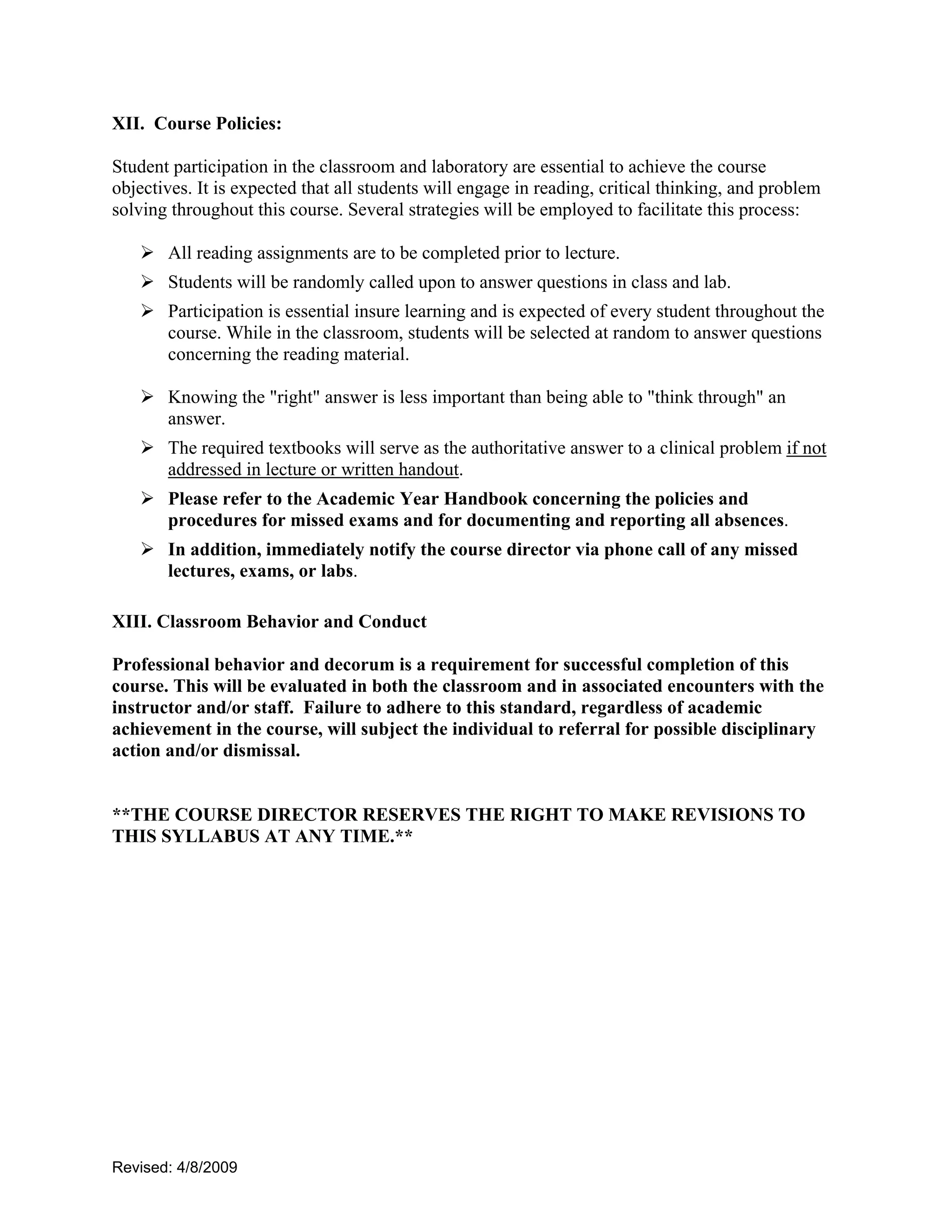 PAC 5407 - Clinical Pharmacology Syllabus