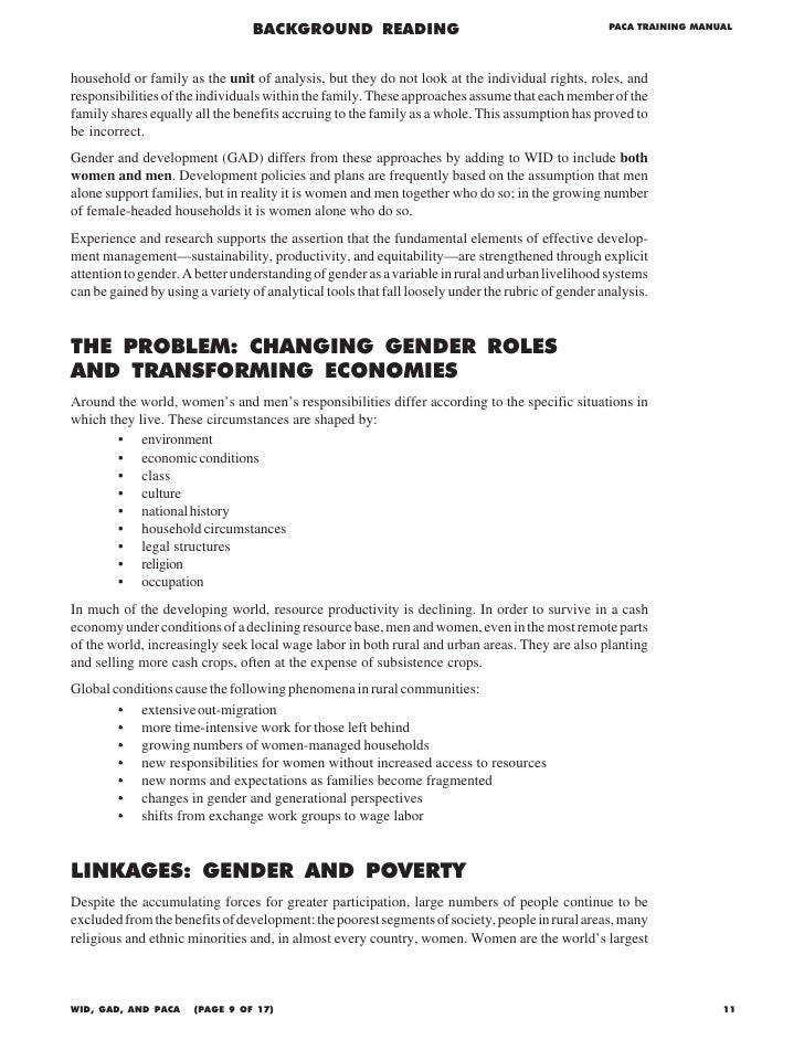 wid and gad Women in development (wid) approach (refer moser, 1993) which sets out to counteract male the gender and development (gad) approach (refer razavi . wid and gad Women in development (wid) approach (refer moser, 1993) which sets out to counteract male the gender and development (gad) approach (refer razavi .