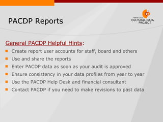 PACDP Reporting Tools | PPT