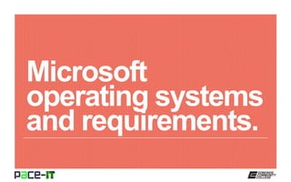 Microsoft
operating systems
and requirements.
 