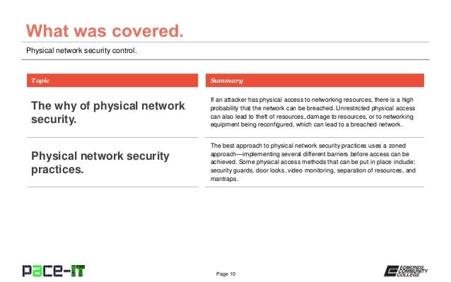 pace it physical network security control networking resources