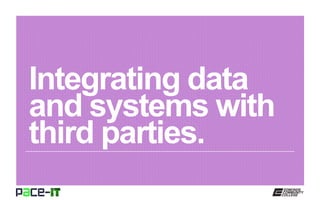 Integrating data
and systems with
third parties.
 