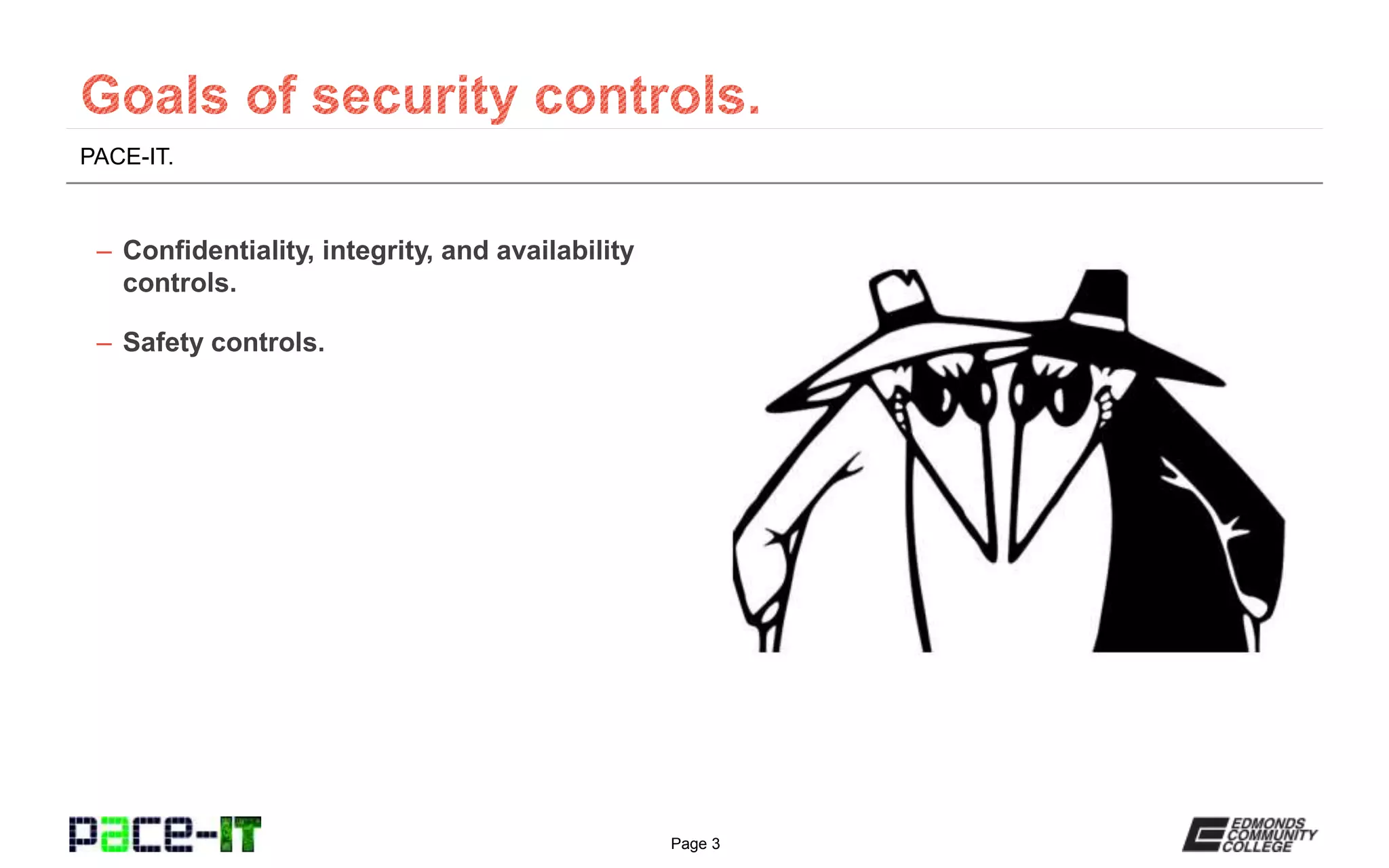 Page 3
PACE-IT.
– Confidentiality, integrity, and availability
controls.
– Safety controls.
 