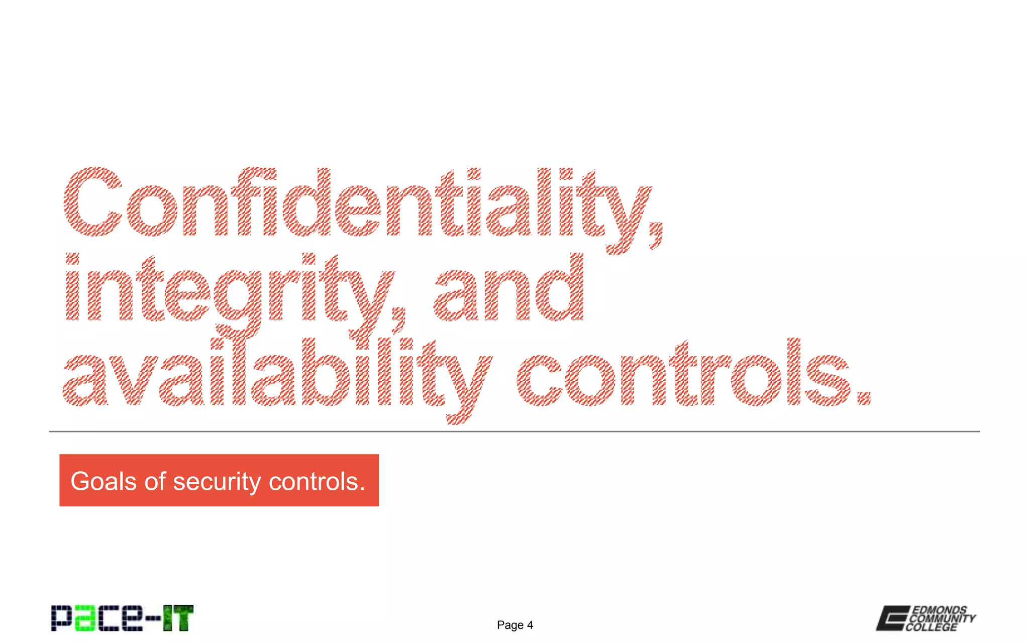 Page 4
Goals of security controls.
 