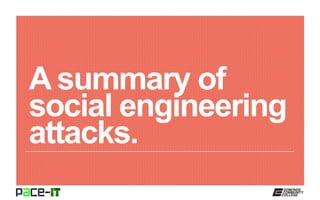 A summary of
social engineering
attacks.
 