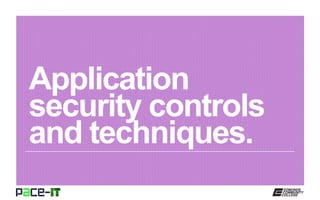 Application
security controls
and techniques.
 
