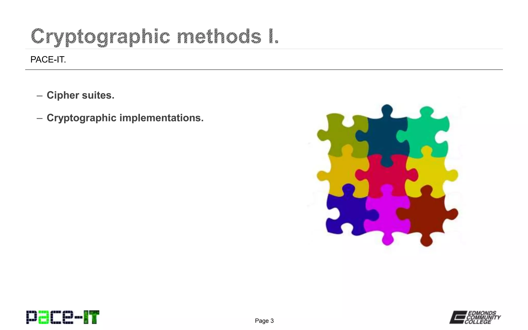 Page 3
– Cipher suites.
– Cryptographic implementations.
PACE-IT.
 