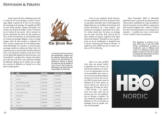 Diffusion & Pirates

	
L’autre aspect du buzz médiatique qu’a créé
Le Trône de Fer est le piratage, à savoir le visionnage illégal et gratuit de la série via les réseaux
de streaming ou de partage. On rappelle qu’HBO
est une chaîne payante, chaque mensualité vous
coûtant une dizaine de dollars. Game of Thrones
est ici victime de son succès : elle se retrouve en
tête du classement des séries les plus piratées en
2012, révèle Torrentfreak, un site spécialisé dans
ces réseaux de partages illégaux, et qui se charge
chaque année de faire paraître ce palmarès. En
2012, la série compte près de 4,28 millions d’épisodes téléchargés. Ces « pirates » se trouvent pour
une large majorité en dehors des États Unis. Des
impatients qui ne peuvent plus attendre plusieurs
jours, voire plusieurs semaines avant que la série
ne soit disponible légalement dans leur pays, note
Torrentfreak. La plupart des critiques s’accordent
pour dire que cela tient à une mauvaise stratégie
de diffusion adoptée par la chaîne, qui ne signe
des contrats de diffusion en Europe ou en Asie
qu’au compte goutte ...

20

	
Cela n’a pas empêché David Petrarca,
l’un des réalisateurs de la série, de déclarer dans
un quotidien australien que le téléchargement
illégal n’était pas un problème étant donné qu’il
permet d’entretenir un  «  buzz culturel  » qui
maintient et propage la popularité de la série.
Il a même ajouté que  c’est grâce au piratage
que les séries survivent. Bien qu’il ait par la
suite modéré ses propos, s’agirait-il d’un signe
d’ouverture d’esprit ? Quoiqu’il en soit, cela participe au succès médiatique, et n’empêche pas
le succès commercial de Game of Thrones : il
s’agit de la série d’HBO qui s’est le mieux vendue en DVD et Blu-Ray.
Le classement 2012 des séries les
plus téléchargées, comparé avec
les audiences américaines, publié par le site TorrentFreak. Les
utilisateurs utilisent la plupart
du temps des sites de partage ou
“peer to peer”, dont le plus emblématique reste jusqu’à présent
l’intouchable The Pirate Bay

	
	

	
Dans l’ensemble, HBO se débrouille
plutôt bien pour ce qui est de la promotion de sa
3ième saison, multipliant les coups de publicité
dans les journaux, par des affiches, augmentant
petit à petit la longueur des « trailers », lâchant
de ci de la des informations sur le casting ou les
épisodes … Le public est à cran, et cette saison
à venir a intérêt à tenir ses promesses.

Pour dynamiser sa présence en Europe, HBO lance en août 2012 HBO
Nordic, essentiellement accessible en
Scandinavie, mais se diffusant petit
à petit. Les utilisateurs peuvent ainsi
profiter de toutes les séries de la chaîne
en échange d’un abonnement mensuel,
chose jusqu’alors impossible.

	
Mais il est clair qu’HBO
tient, dans son propre intérêt,
à apprendre de ses erreurs. Les
fans auront tendance à se tourner vers un abonnement si ils en
ont la possibilité, pour avoir accès à la série de manière légale et
surtout pour l’avoir dés sa sortie. HBO va donc lancer, pour la
diffusion de la 3eme saison, un
service d’accès aux séries de la
chaîne pour l’Europe du Nord :
«  HBO Nordic  ». La concurrence sera rude, mais c’est un
premier pas vers son implantation en Europe et ailleurs. Un
des nombreux avantages sera la
diffusion en VO, et non dans un
doublage local de qualité souvent très discutable.
21

 