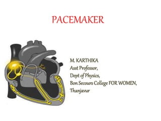 PACEMAKER
M. KARTHIKA
Asst Professor,
Dept of Physics,
Bon Secours College FOR WOMEN,
Thanjavur
 
