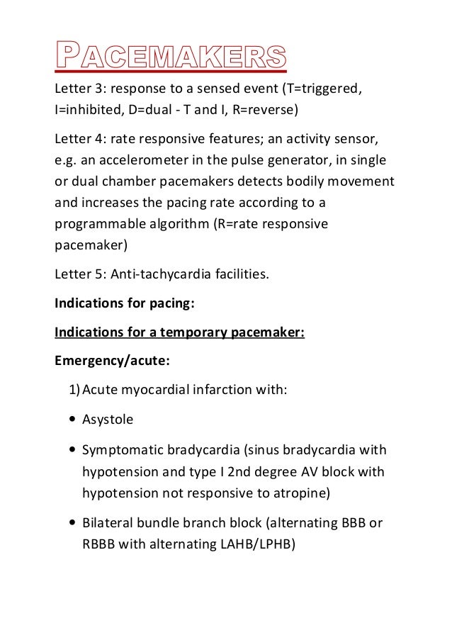 Single Chamber Pacemaker Indications