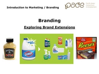 Introduction to Marketing / Branding
Branding
Exploring Brand Extensions
 
