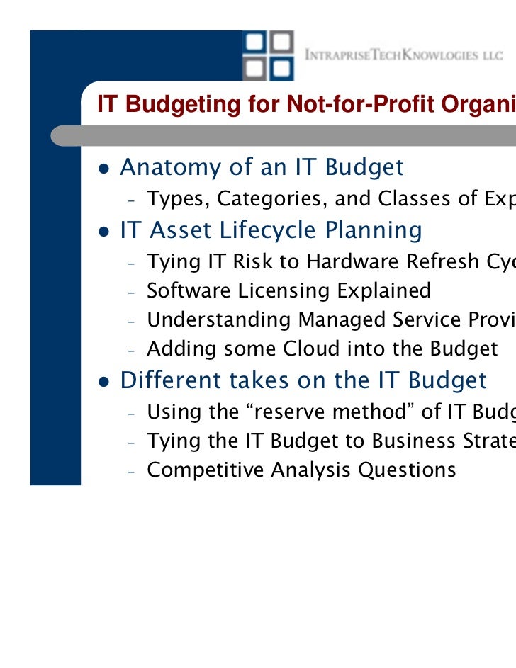 it budgeting for not for profits budgeting in not for profit organizations