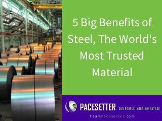 5 Big Benefits of
Steel, The World's
Most Trusted
Material
T e a m P a c e s e t t e r . c o m
 