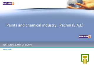 NATIONAL BANK OF EGYPT PACHIN Profile Paints and chemical industry , Pachin (S.A.E) 