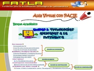 Bloque Académico
Sección de exposición
Sección de rebote
Sección de construcción
Sección de comprobación
 
