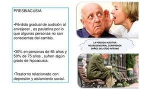 LA PERDIDA AUDITIVA
NEUROSENSORIAL COMPRENDE
DAÑOS DEL OÍDO INTERNO
 
