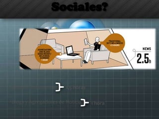 Sociales?
•Medios tradicionales
•Blogs y Agregadores de Noticias
1,5 horas
1 hora
 