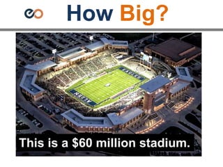 How Big?
This is a $60 million stadium.
 