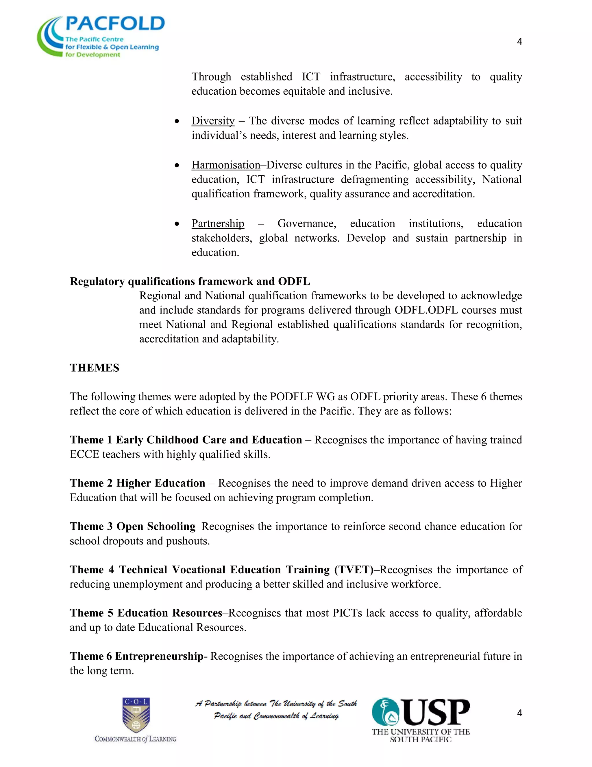 Pacific open distance flexible learning framework (podflf) | PDF