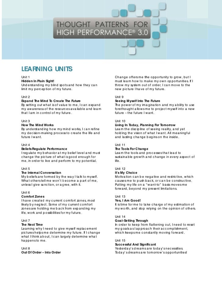 Thought Patterns for High Performance