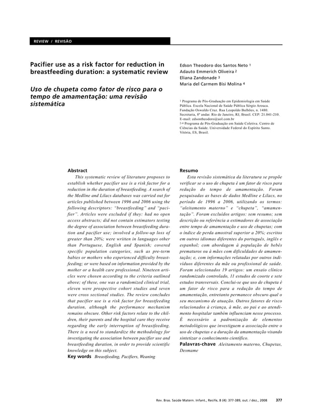 Pacifier Use As A Risk Factor For Reduction In Breastfeeding Duration A ...