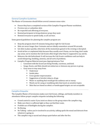 Sample Campfire Script Pack 657 campfire planning guide | PDF