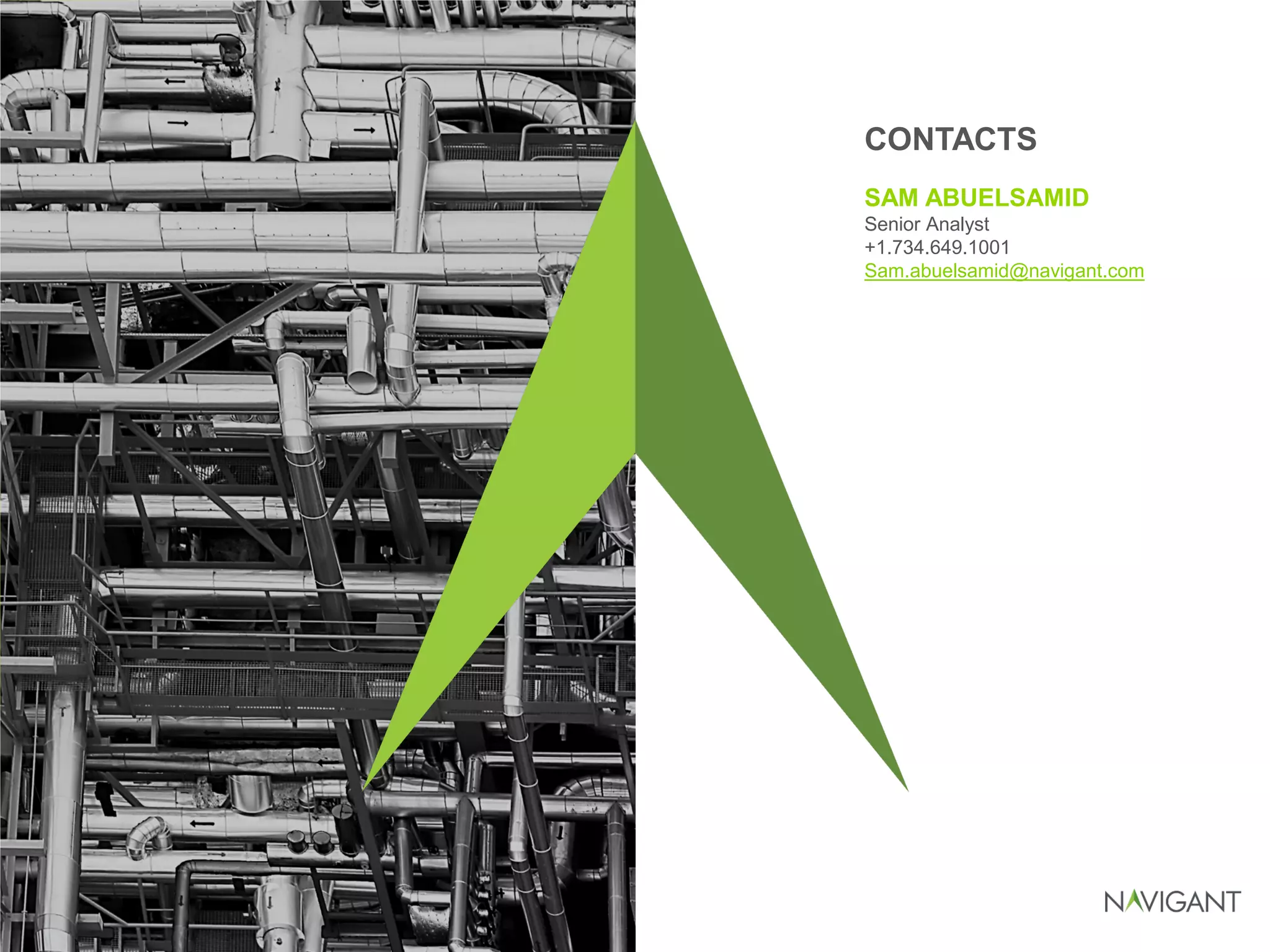 / ©2016 NAVIGANT CONSULTING, INC. ALL RIGHTS RESERVED32
SAM ABUELSAMID
Senior Analyst
+1.734.649.1001
Sam.abuelsamid@navigant.com
CONTACTS
 