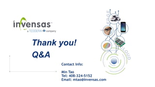 22
Contact Info:
Min Tao
Tel: 408-324-5152
Email: mtao@Invensas.com
Thank you!
Q&A
 