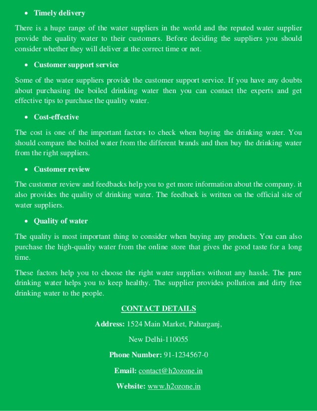 Packaged Drinking Water Suppliers