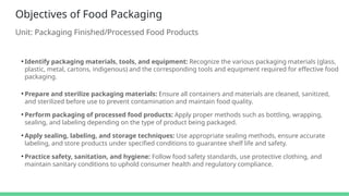Packaging Objectives Packaged Finished & Processed Food Products..pptx